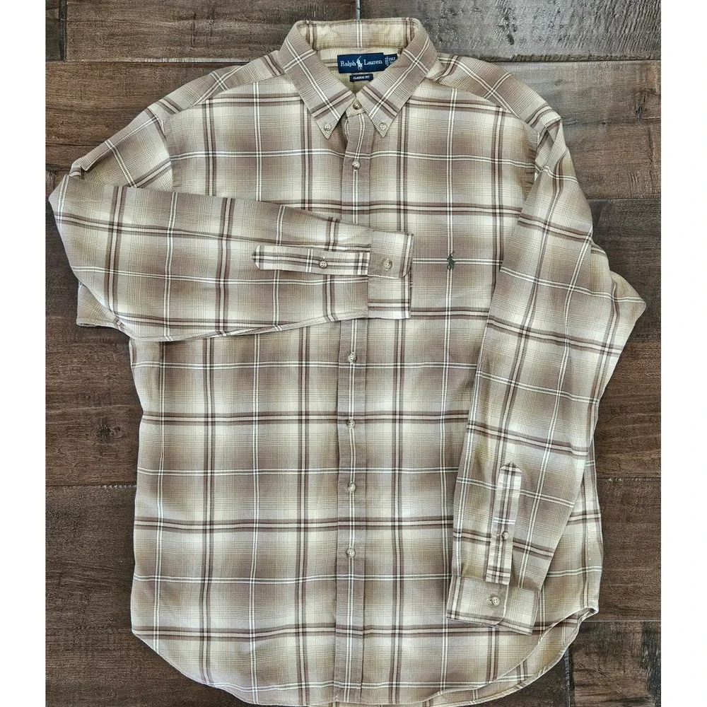Polo Ralph‎ Lauren Shirt Mens 2XLT Tall Classic Fit Plaid Flannel Button Down
